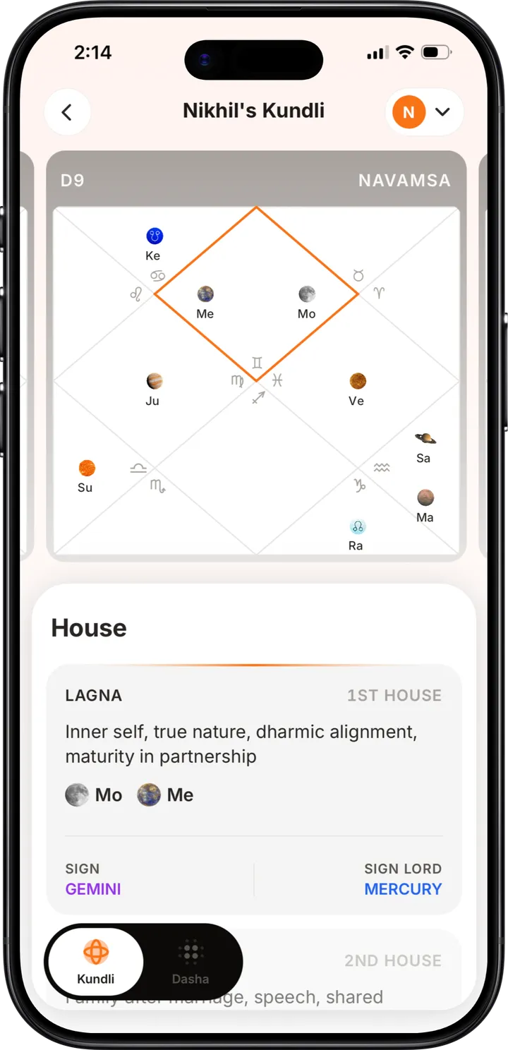 Vaya kundli screen